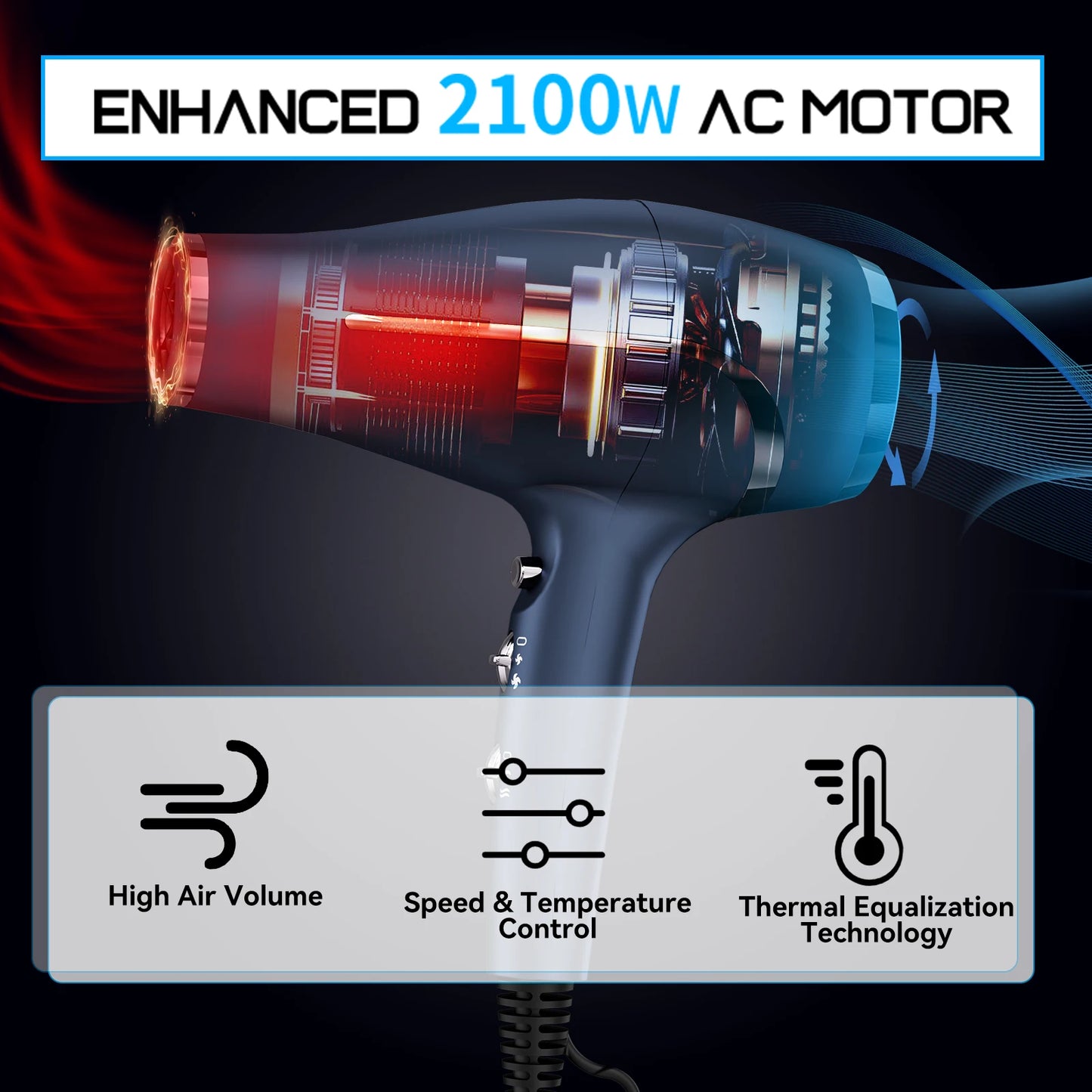 Professional Salon Hair Dryer High-Power Quick Drying Hair Negative Ion Salon Styling Appliance Diffuser Blow Dryer for Women Peaceful Pleasures Health and Wellness