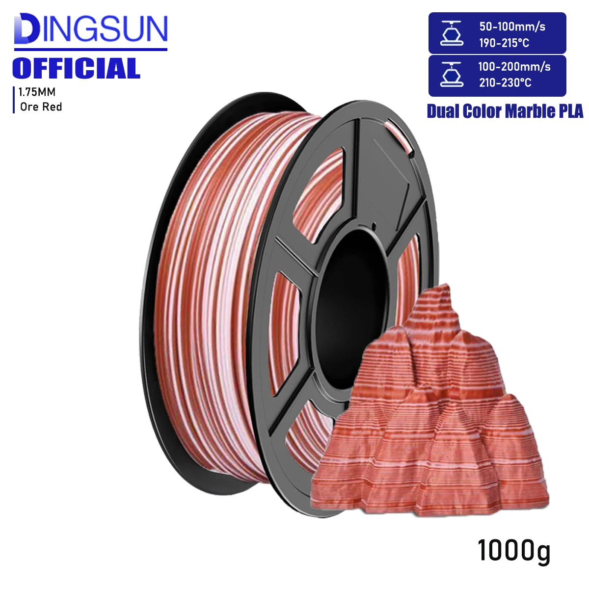 DINGSUN Matte Rainbow PLA Filament 1.75mm | 250g 500g 1KG Spool