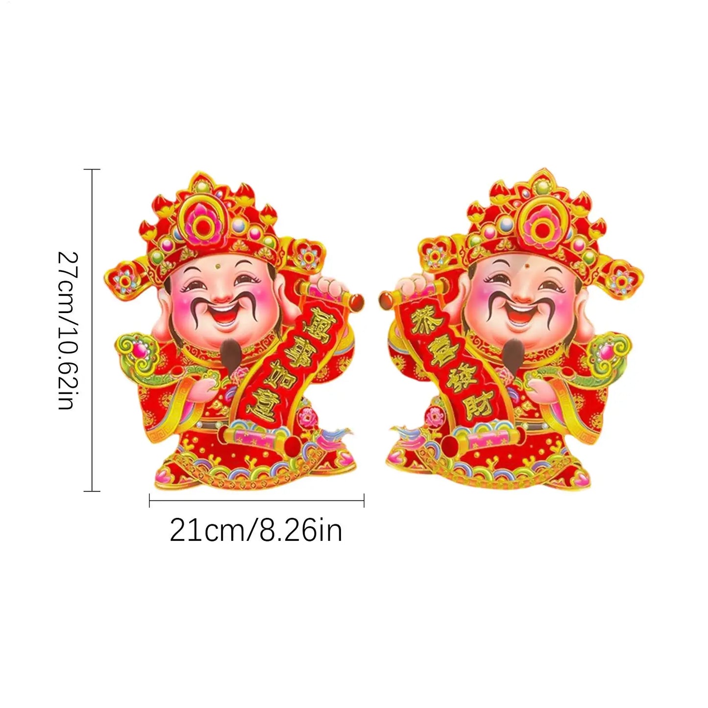 New Years Stickers Celebratory Wealth God Design Decals Chinese Stickers For Family Home Spring Festival Lunar New Year Window Peaceful Pleasures Health and Wellness
