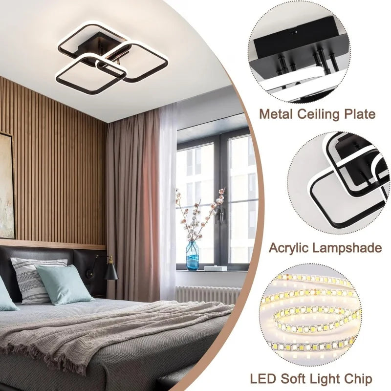 RUNTOIN Modern LED Ceiling Light 3-Color Surface Mount