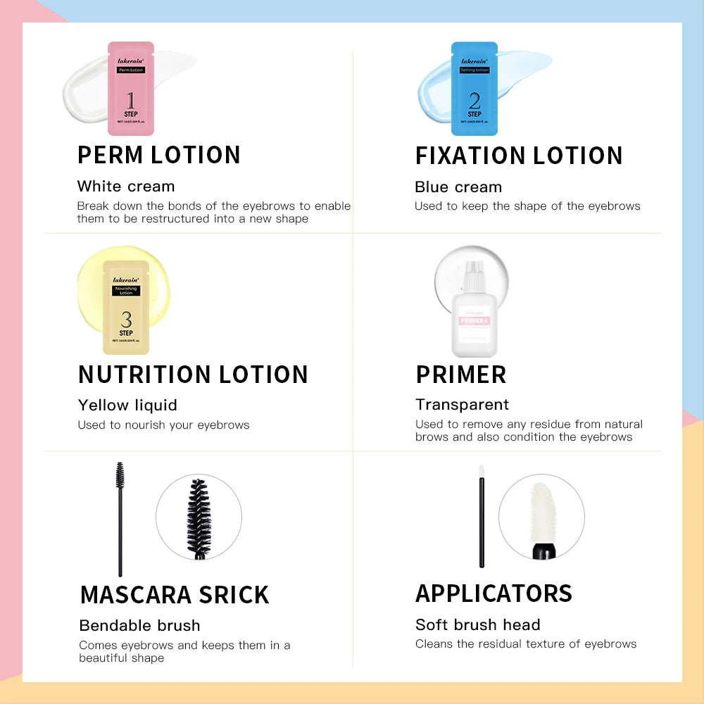 Lakerain Eyebrow Perm Set Long Lasting Natural Effects Make Fuller & Thicker Eyebrow Portable Smaller Packaging For Beginners Peaceful Pleasures Health and Wellness