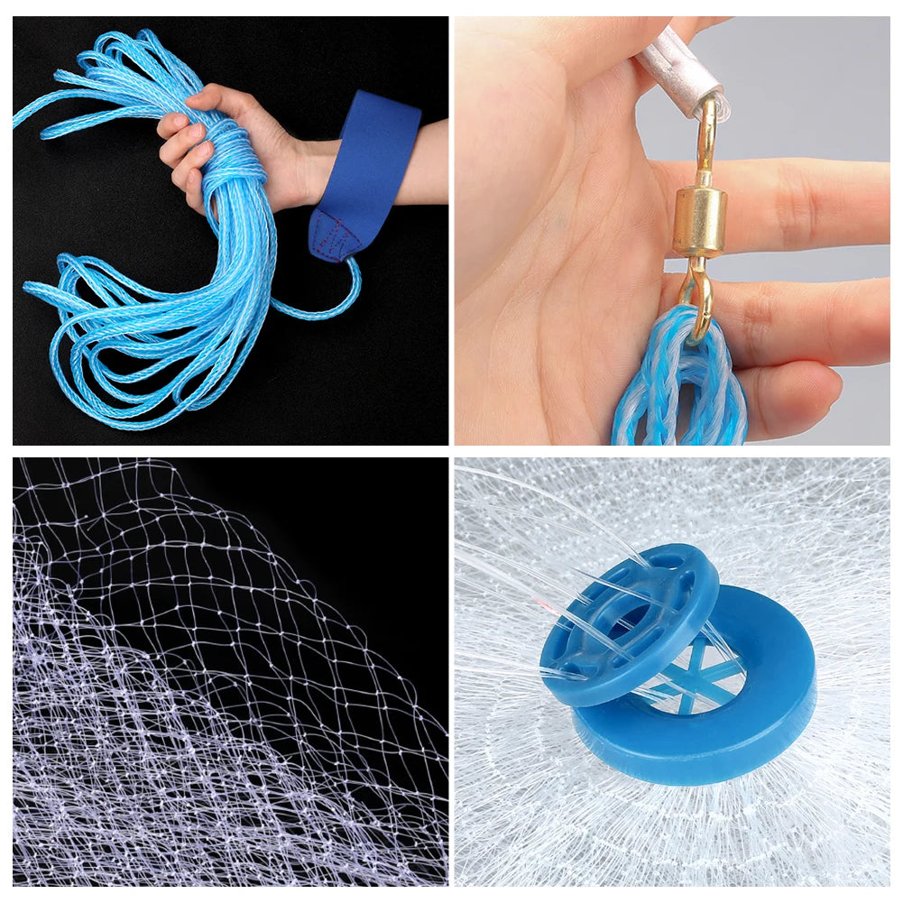 Saltwater Fishing Cast Net with Zinc Sinkers | 3–10 FT Radius