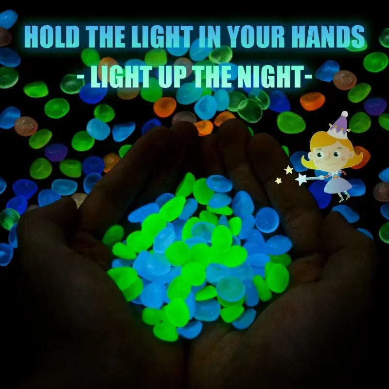 200Pcs Glow in the Dark Pebbles – Garden, Aquarium & Patio