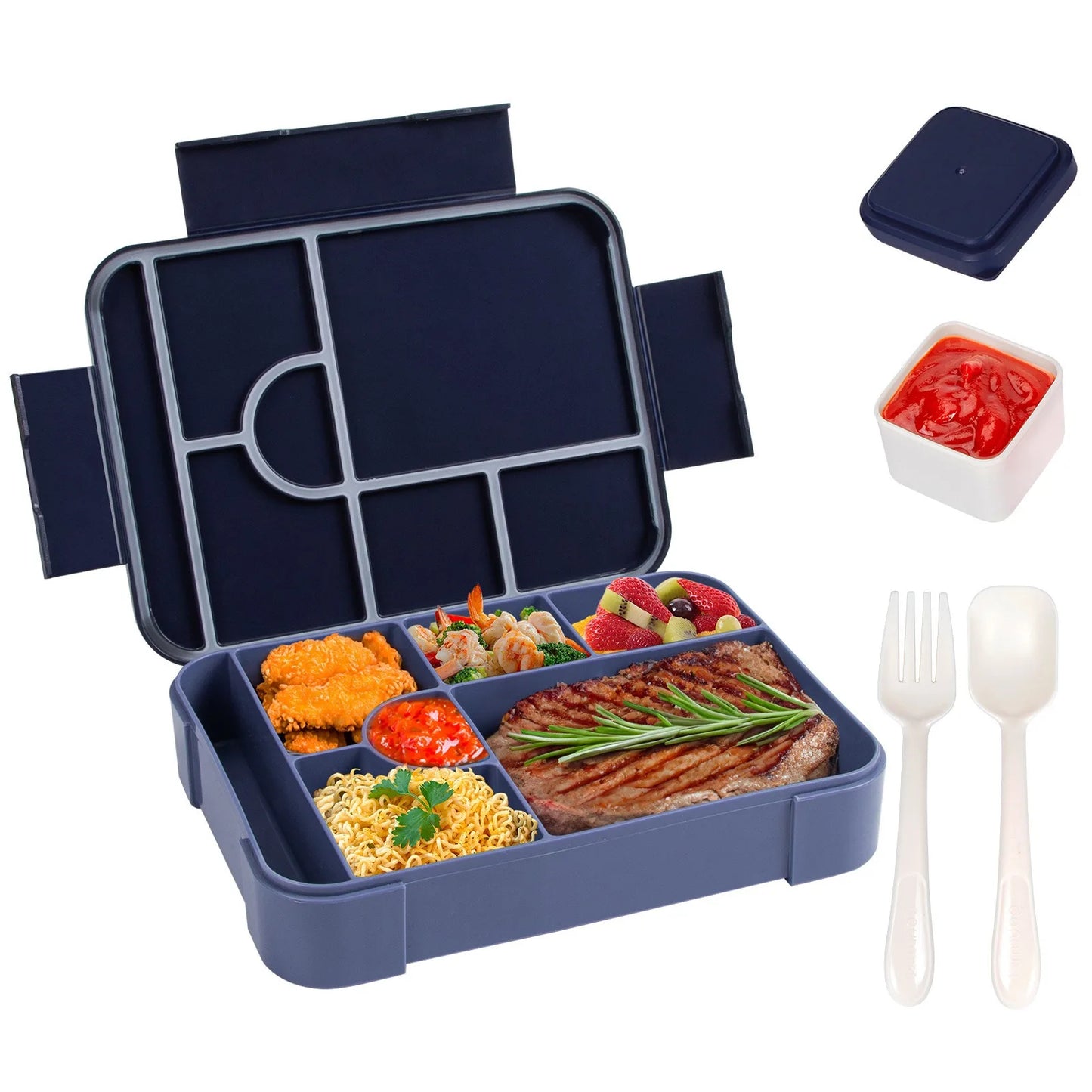 Kids Cartoon Bento Lunch Box – Leakproof Divided Microwave-Safe Food Container for School