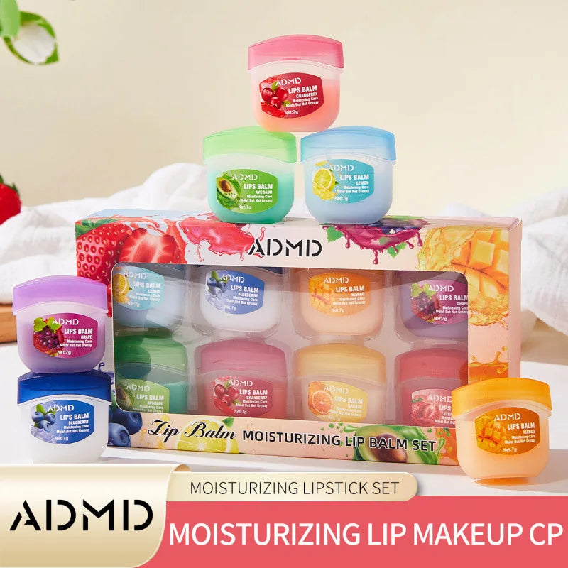 BIOAOUA 8pc Fruit Lip Balm Set – Moisturizing & Anti-Crack