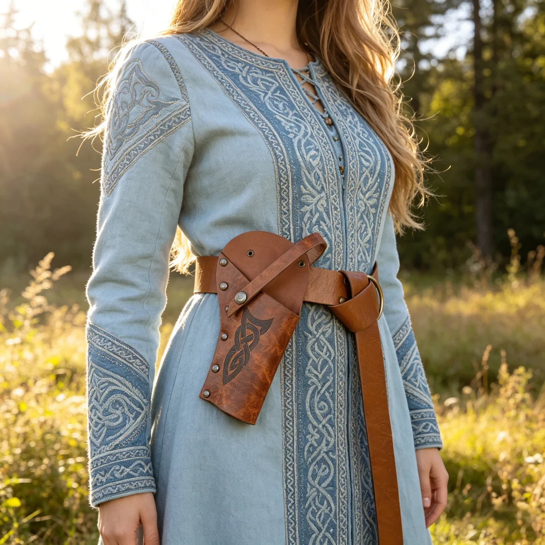 Vintage PU Leather Cosplay Holster Western Denim Belt Waist Cover