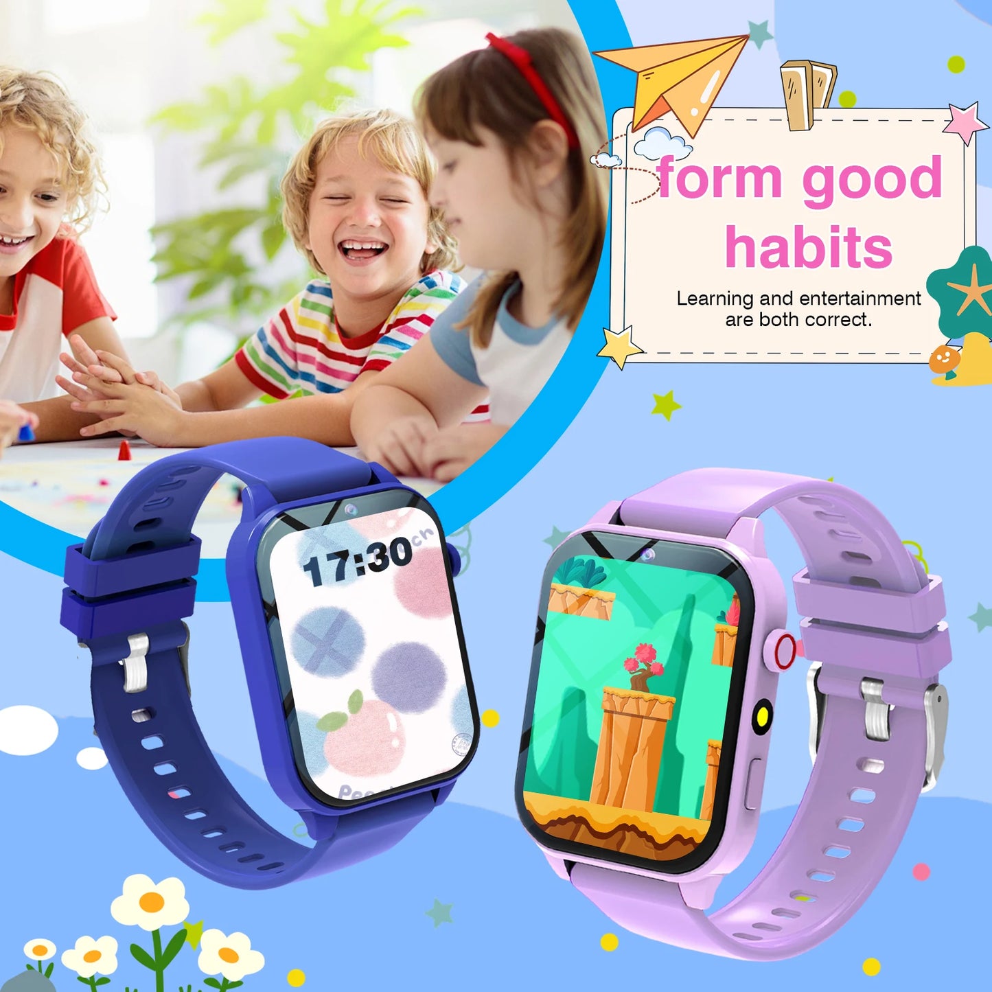 Kids Smart Watch 1.83" Screen, Camera, 18 Games | LOMAXFR