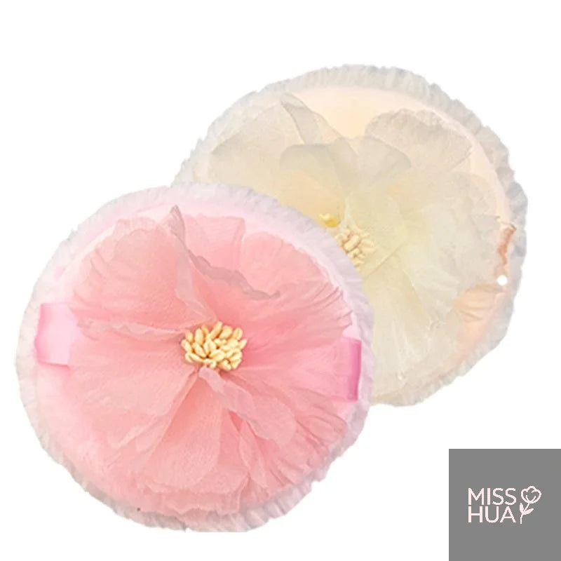 3D Ribbon Flower Velvet Powder Puff | Dual-Sided Fluffy