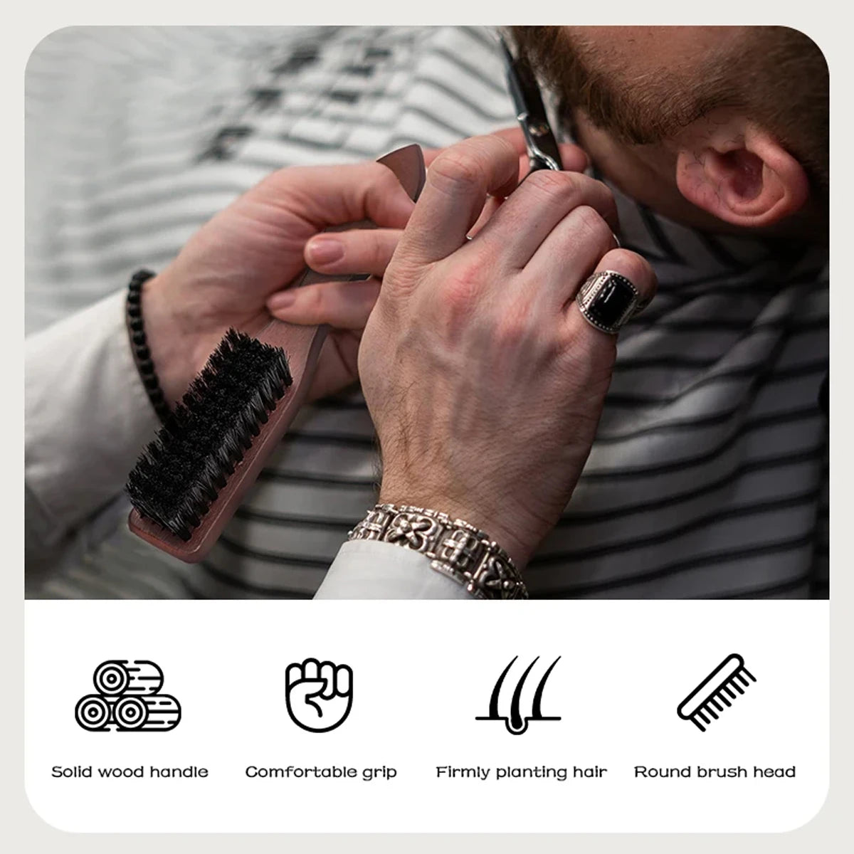 Salon Men Beard Comb Barber Wooden Handle Shaving Hairbrush Soft Cleaning Broken Hair Comb Professional Barbershop Tool Supplies Peaceful Pleasures Health and Wellness
