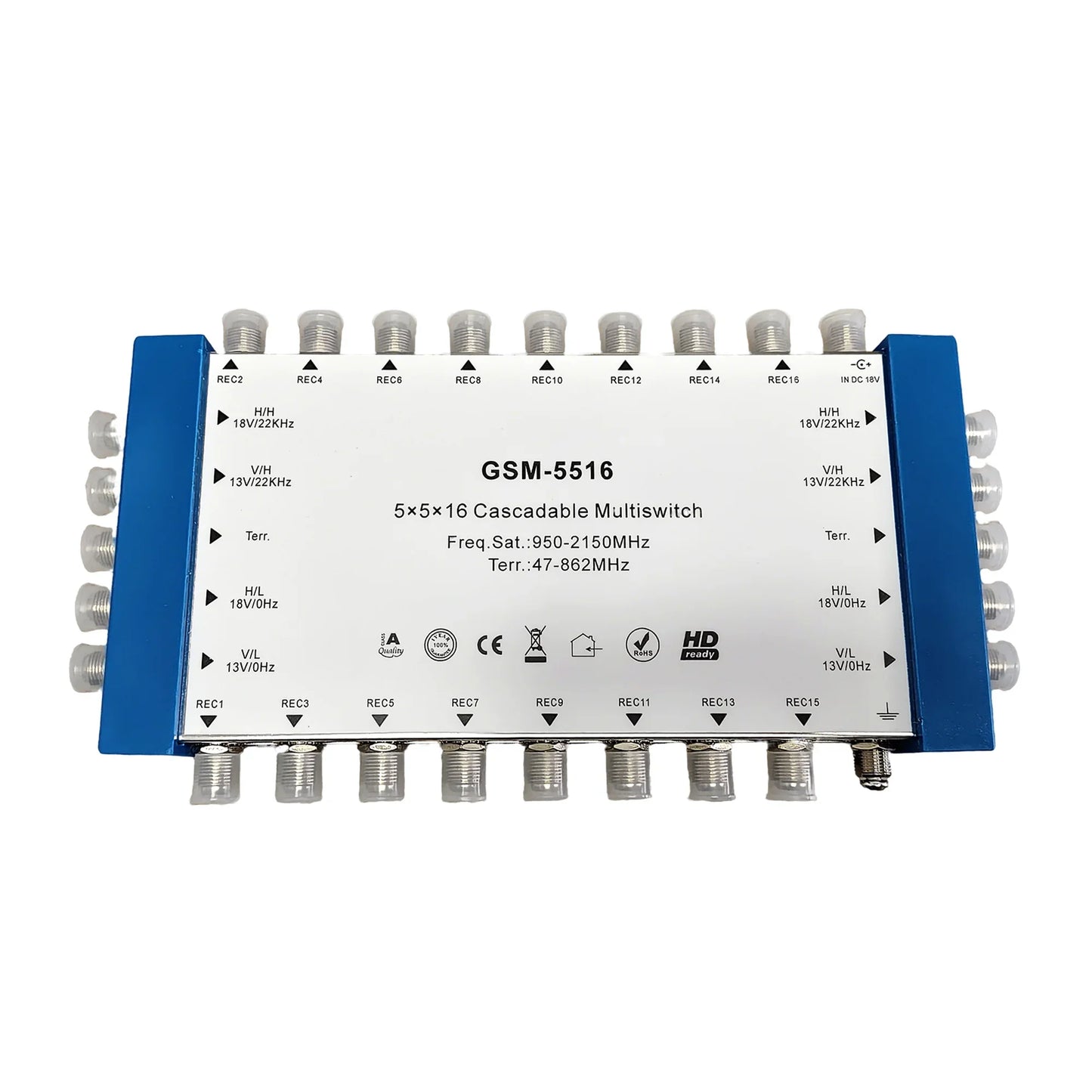 Satellite Multi-Switch 5/9-in 16-out DiSEqC 13V 18V 22K Distributor