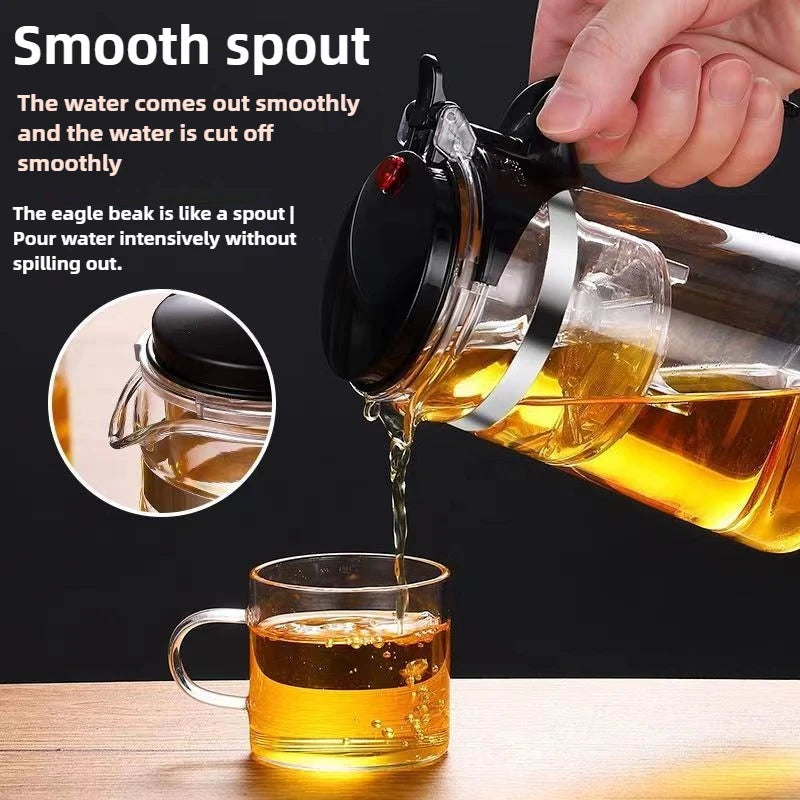 750ML Creative High Borosilicate Glass Filter Teapot with Filter Press Floating Cup Large Capacity Tea Set for Home Office Gift Peaceful Pleasures Health and Wellness