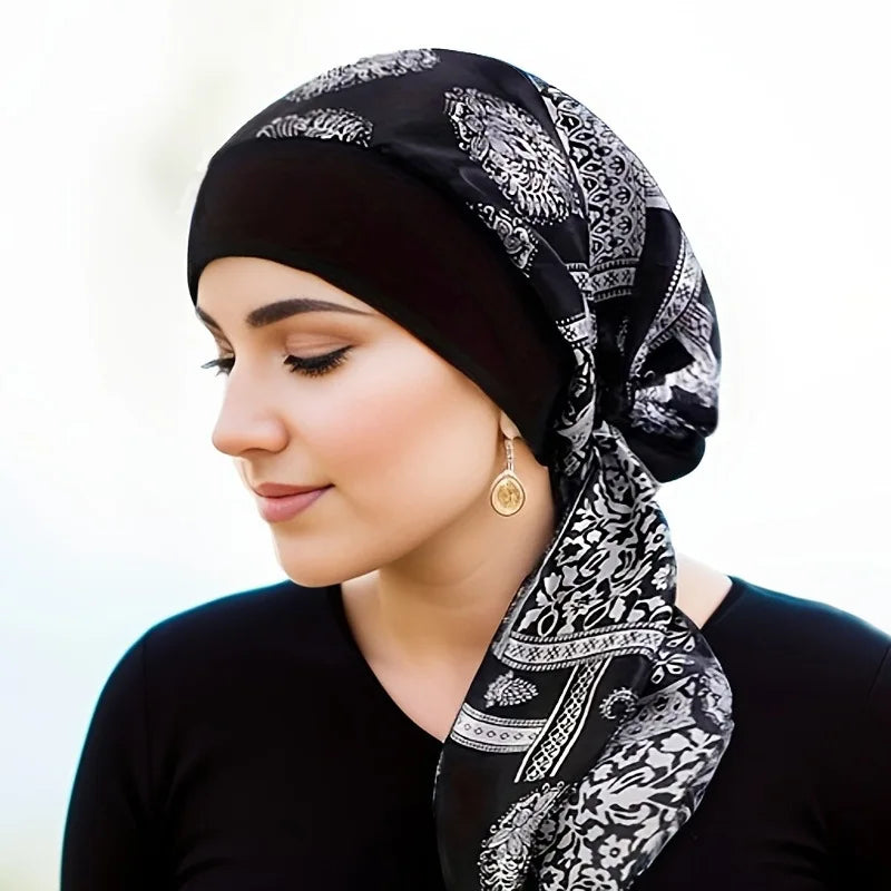 Pre-Tied Satin Hijab Turban Bonnet – Sleep Cap & Head Wrap