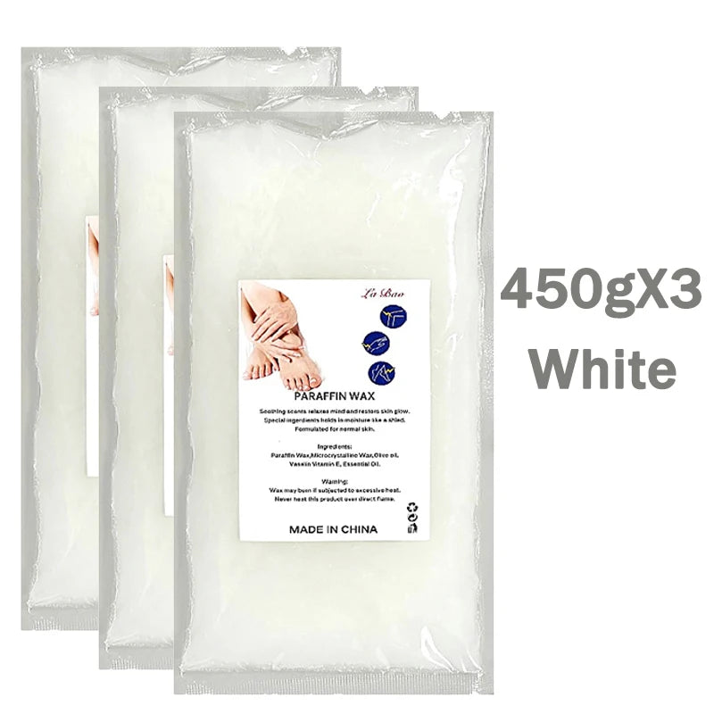 1/3Pcs Care Paraffin 200g/450g Moisturizing Hands And Feet Mask Peel Off SPA Restores Gloss Nourishing Hands Feet Hydrating Mask Peaceful Pleasures Health and Wellness 450gHW-WhiteX3