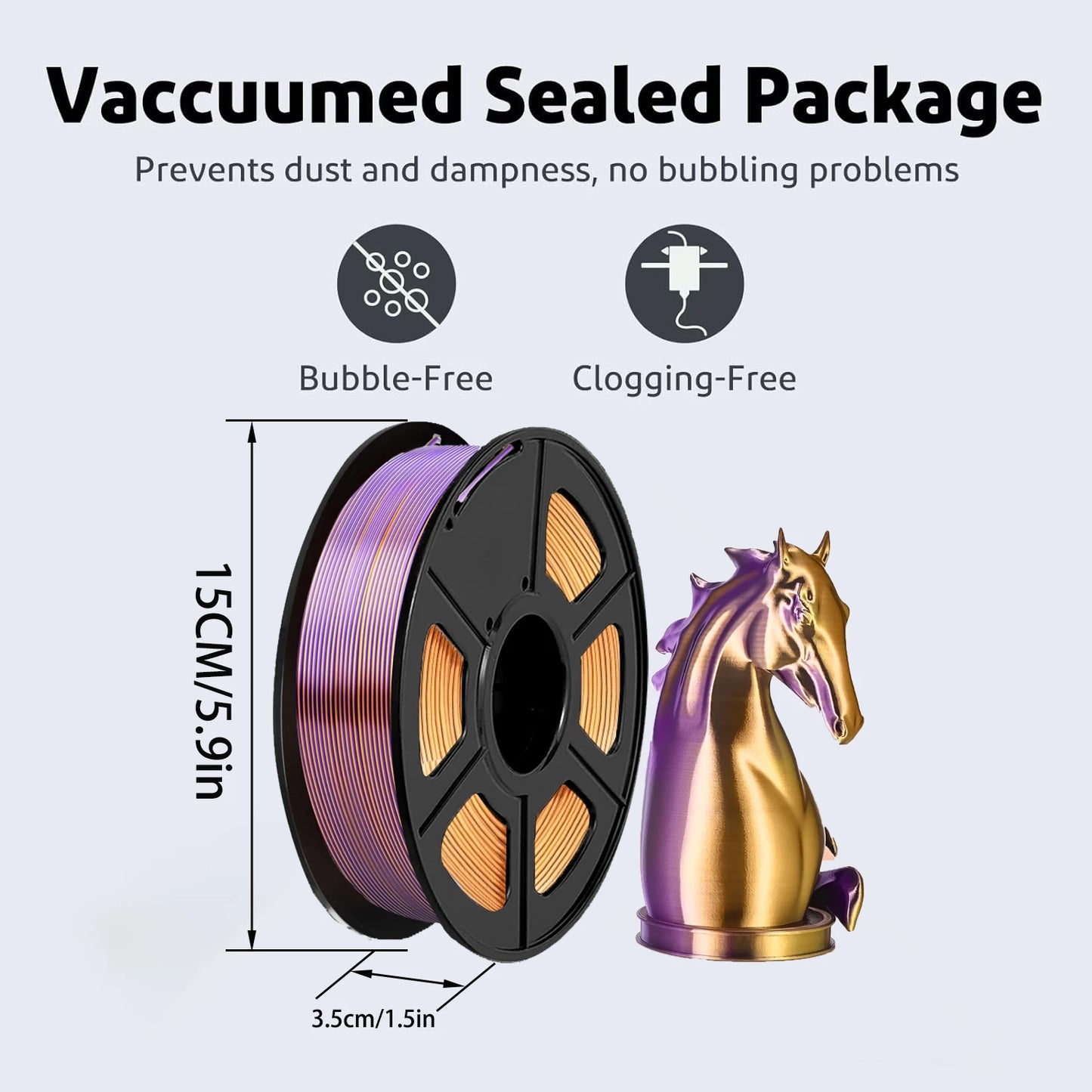 Dual Color Silk PLA Filament 1.75mm Gold Purple 250g