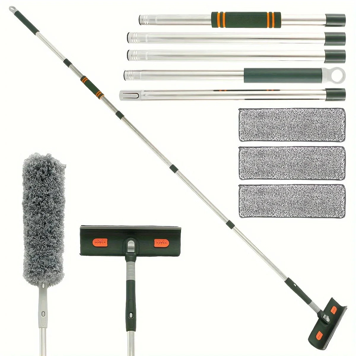 Extendable Window Squeegee & Floor Scraper 144–206cm Pole