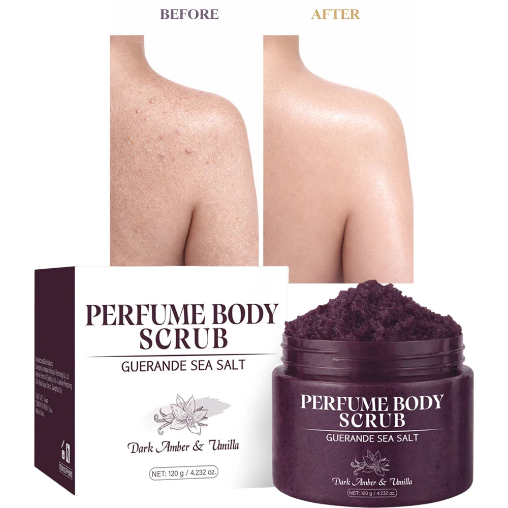 120g Sea Salt Perfume Exfoliating Body Scrub for Smooth Skin Body, Brighten Skin Tone,Amber & Vanilla Scent, Coral Rose Scent Peaceful Pleasures Health and Wellness