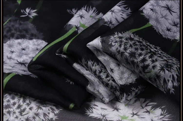 Dandelion Printed 100% Silk Chiffon Fabric 138cm | Dress Material