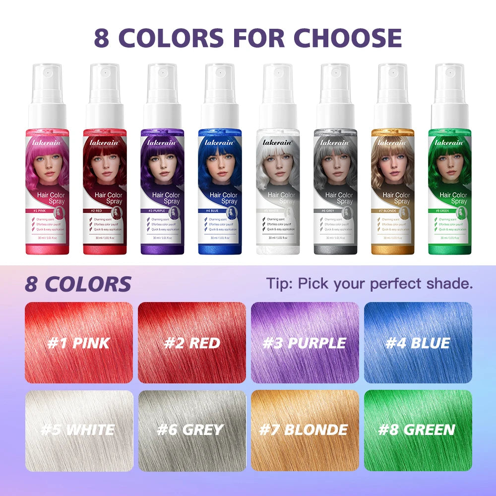 Temporary Hair Color Spray – Washable DIY Party Hair Dye, 8 Colors Peaceful Pleasures Health and Wellness