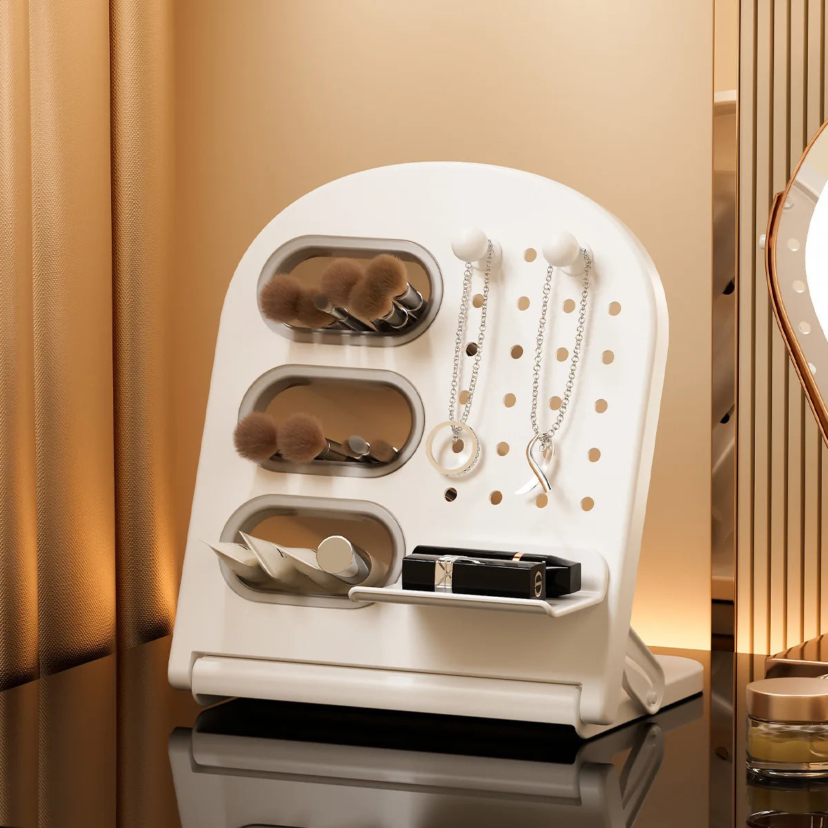 Multifunctional Desktop Organizer – Pen & Cosmetic Brush Rack
