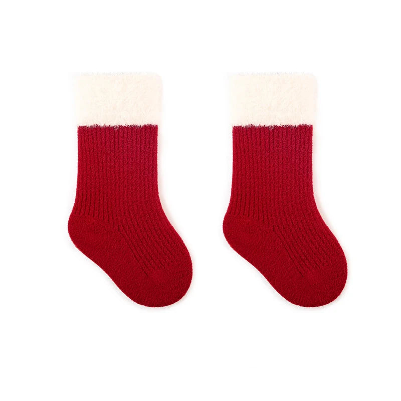 Kids Winter Fleece Floor Socks | Cute Stripe Warm 0–6Y