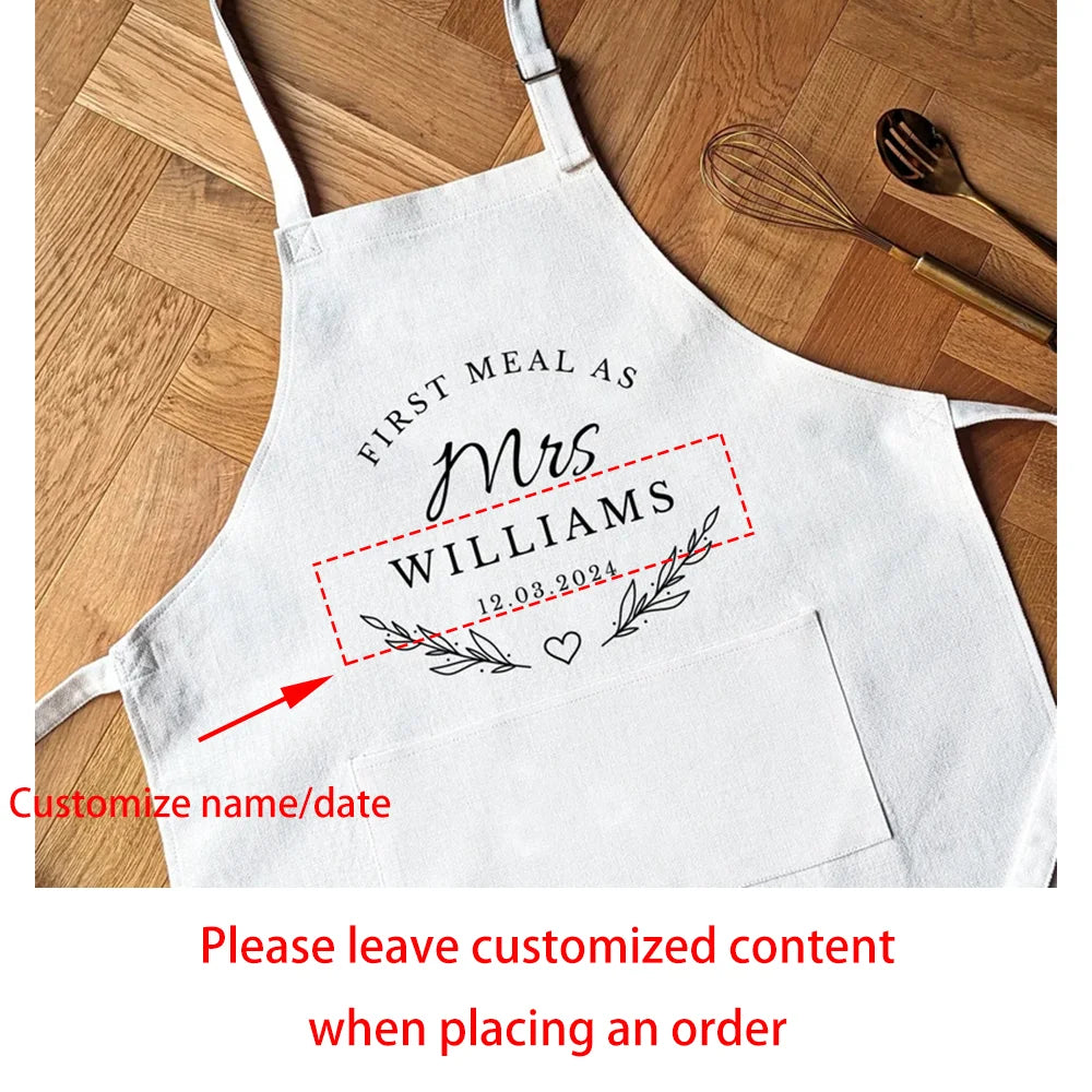 Personalized Mr & Mrs Couple Apron | Newlywed Wedding Gift Set Personalized Couple Apron Peaceful Pleasures Health and Wellness mrs apron 75x65cm