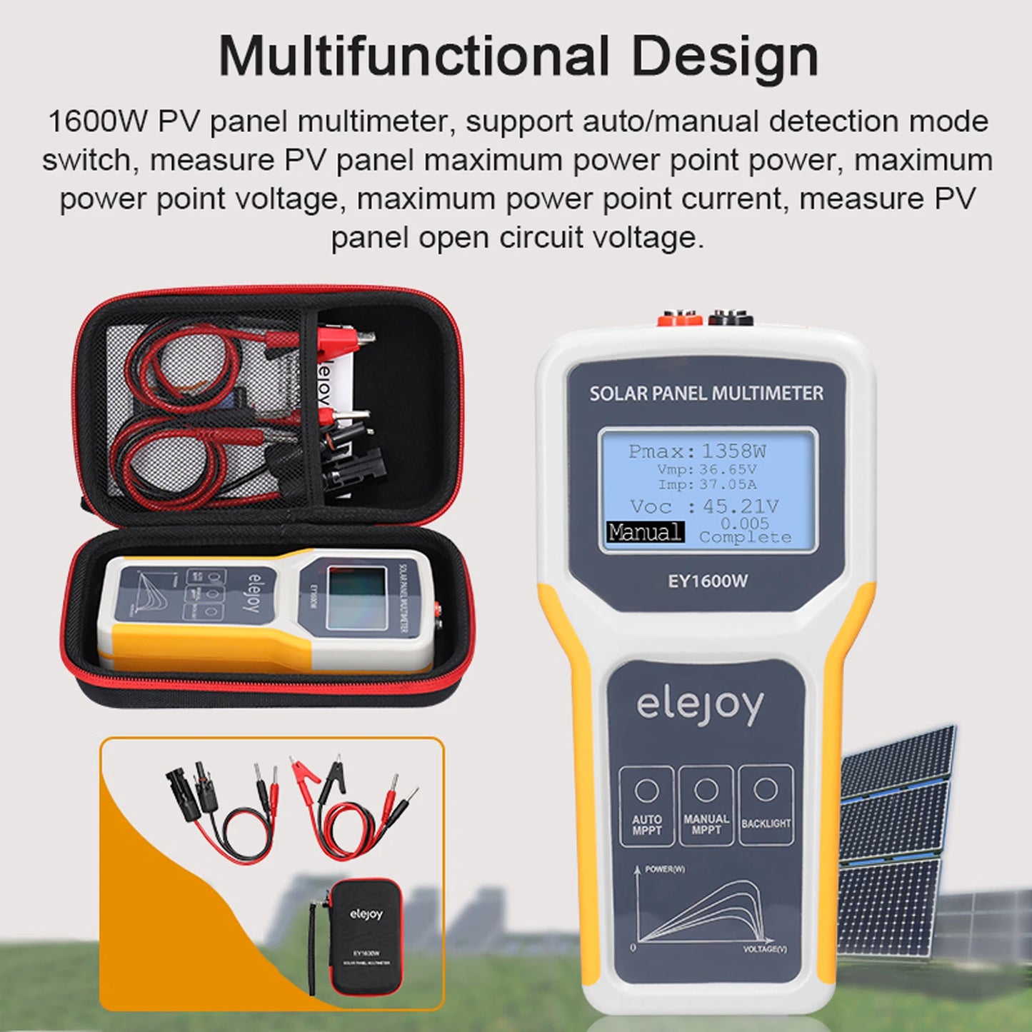 1600W Photovoltaic Panel Multimeter Solar MPPT Tester Open Circuit