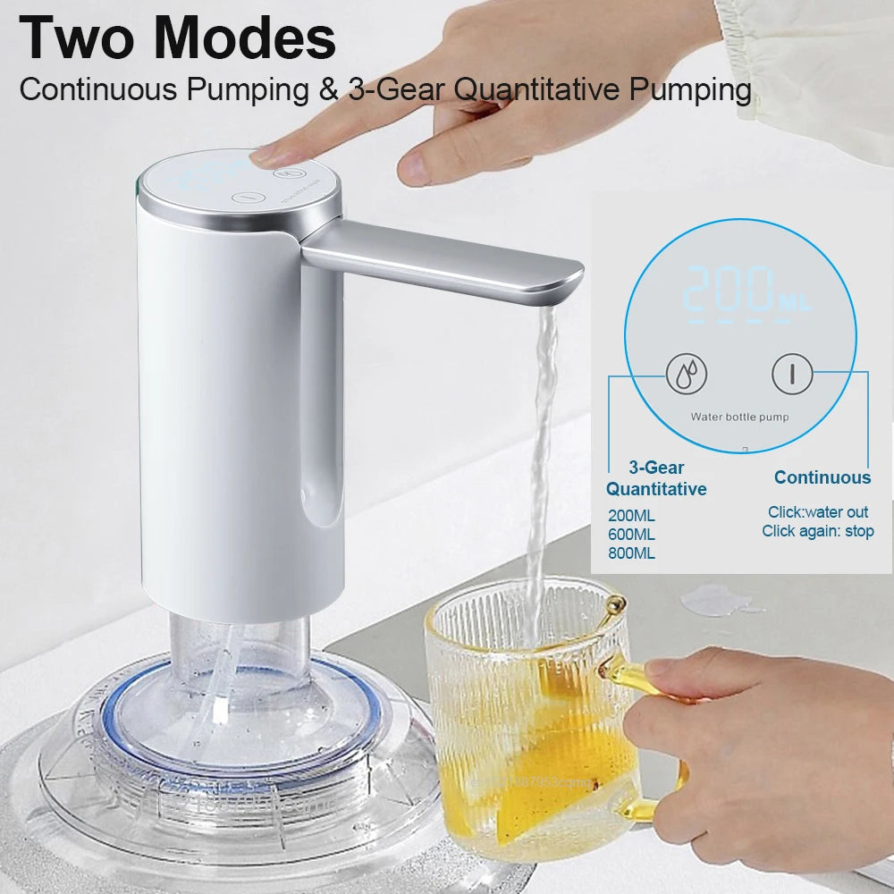 Electric Water Gallon Pump Automatic Water Pump 19 Liters Foldable Desktop Water Bottle Pump USB Rechargeable Water Dispenser Peaceful Pleasures Health and Wellness