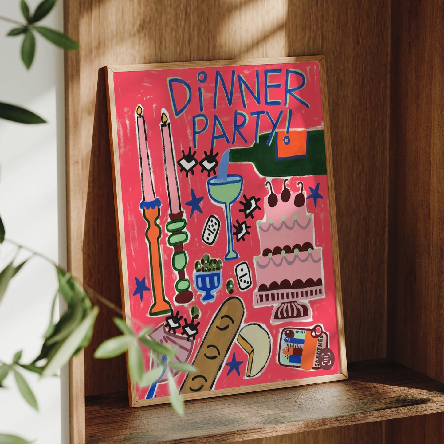 Modern Pink Dinner Party Canvas Wall Art Print | Home Decor