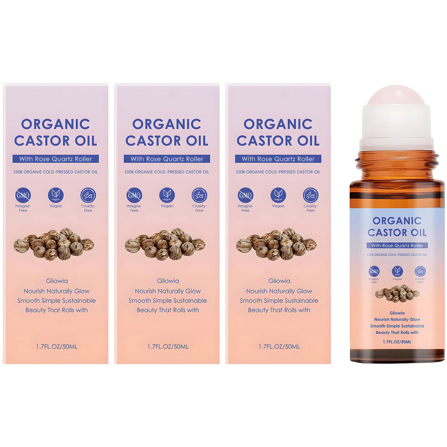 Organic Castor Oil Body Essence – Deep Moisturizing 50ml Body Care Essence Peaceful Pleasures Health and Wellness 3 x 50ml Boxed