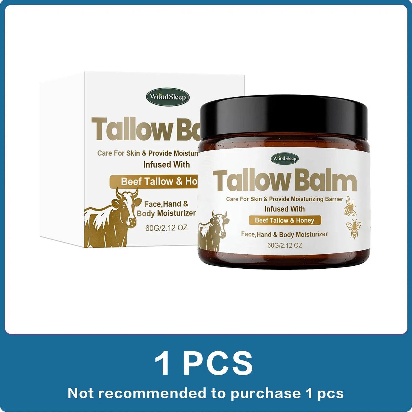 Woodsleep Beef Tallow & Honey Skin Balm – Hydrating Moisturizer