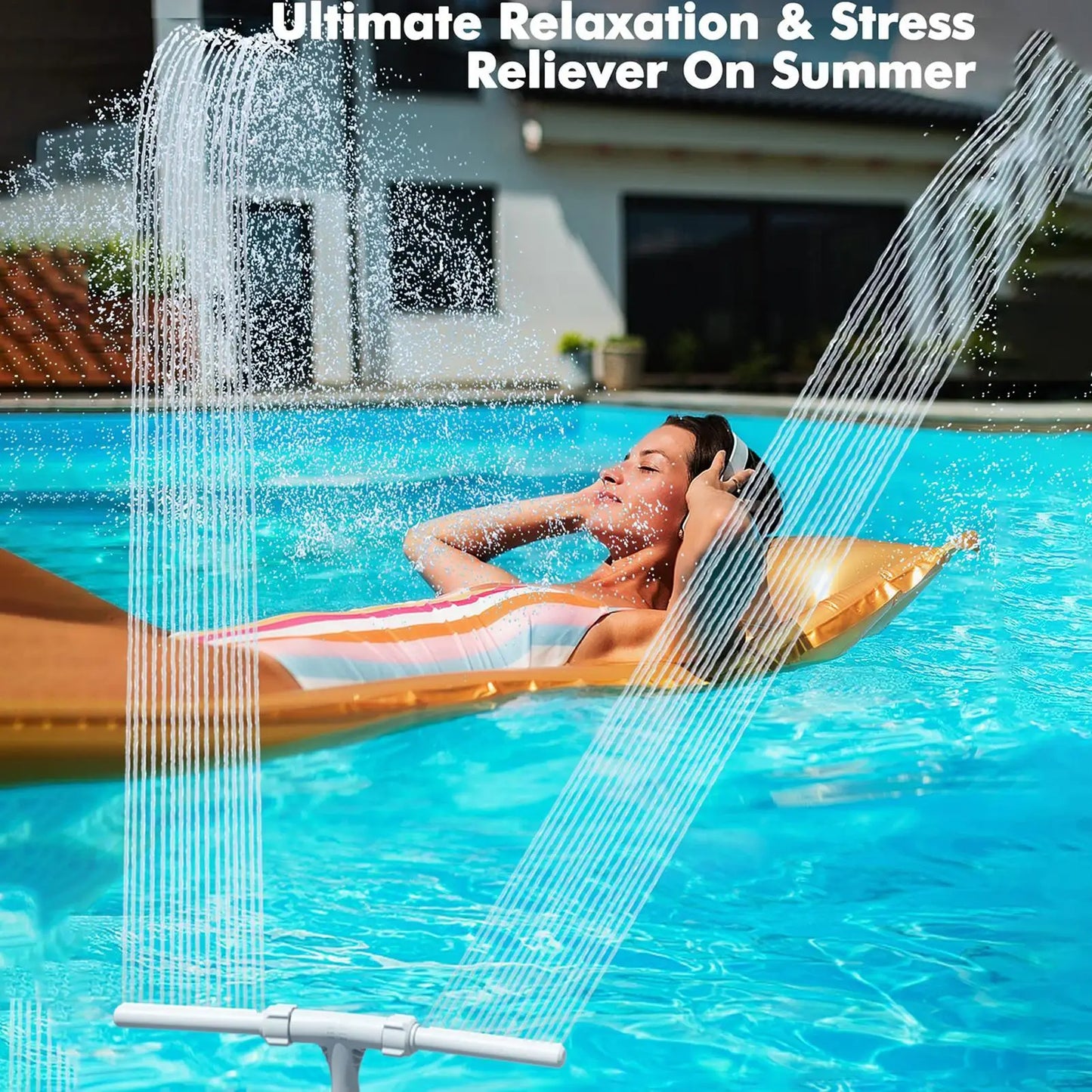 Swimming Pool Spa Sprinkler 360Degree Adjustable Water Fountain Sprinkler Double Head Fountain Swimming Pool Sprinkler Accessory Peaceful Pleasures Health and Wellness