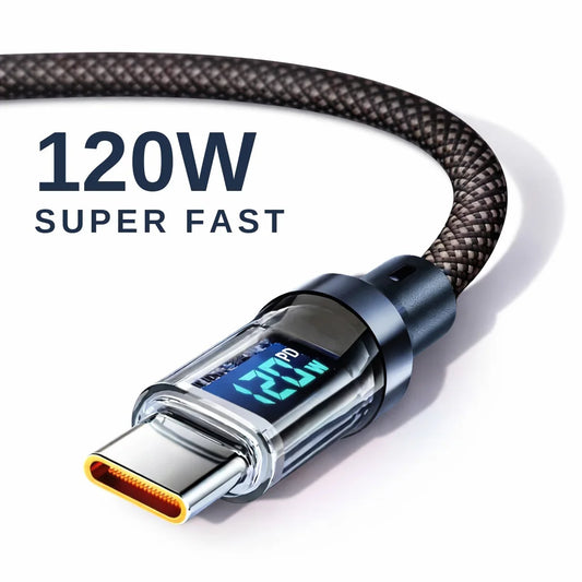120W 100W USB C Fast Charging Cable with LED Display USB A to C & C to C Braided Charger Cord for Phone Type C Devices Peaceful Pleasures Health and Wellness