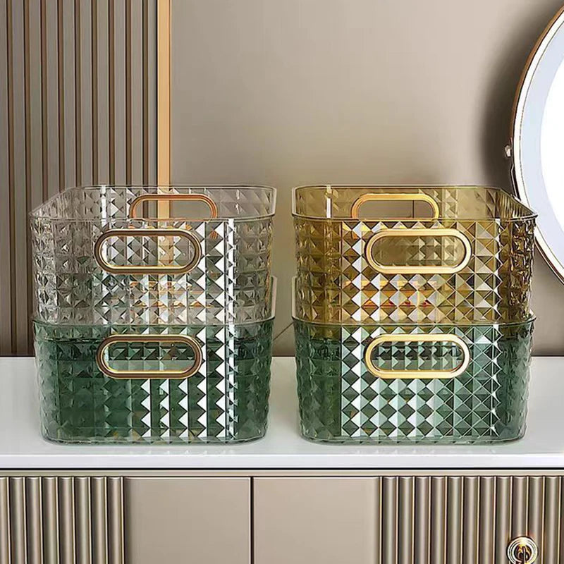 Clear Stackable Cosmetic Storage Box with Handle | PET Plastic