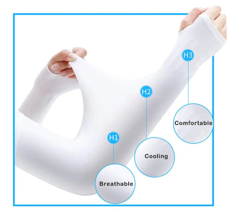 1 Pair Ice Silk Sun Protection Arm Covers Unisex Elbow Cover Outdoor Cycling Running Fishing Driving Cool Anti-UV Arm Sleeves Peaceful Pleasures Health and Wellness