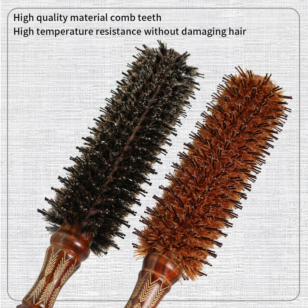 Wooden Round Hair Brush – Anti-Static Boar Bristle Styling Tool