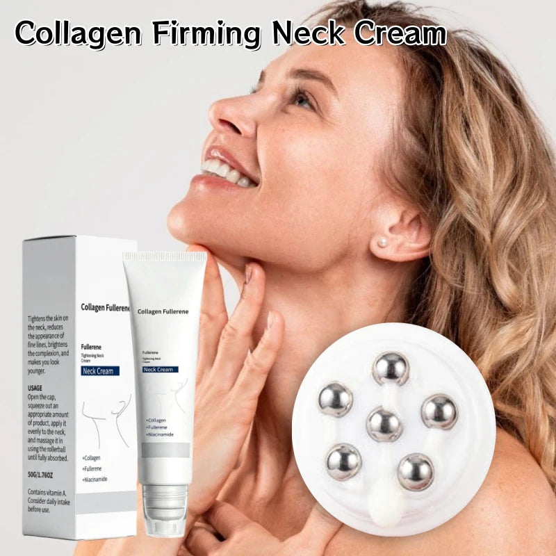 Collagen Neck Cream 50g With Roller Applicator Nourishing Skin Daily Neck Care Deeply Hydrating Moisturizer For Smoothing Skin Peaceful Pleasures Health and Wellness