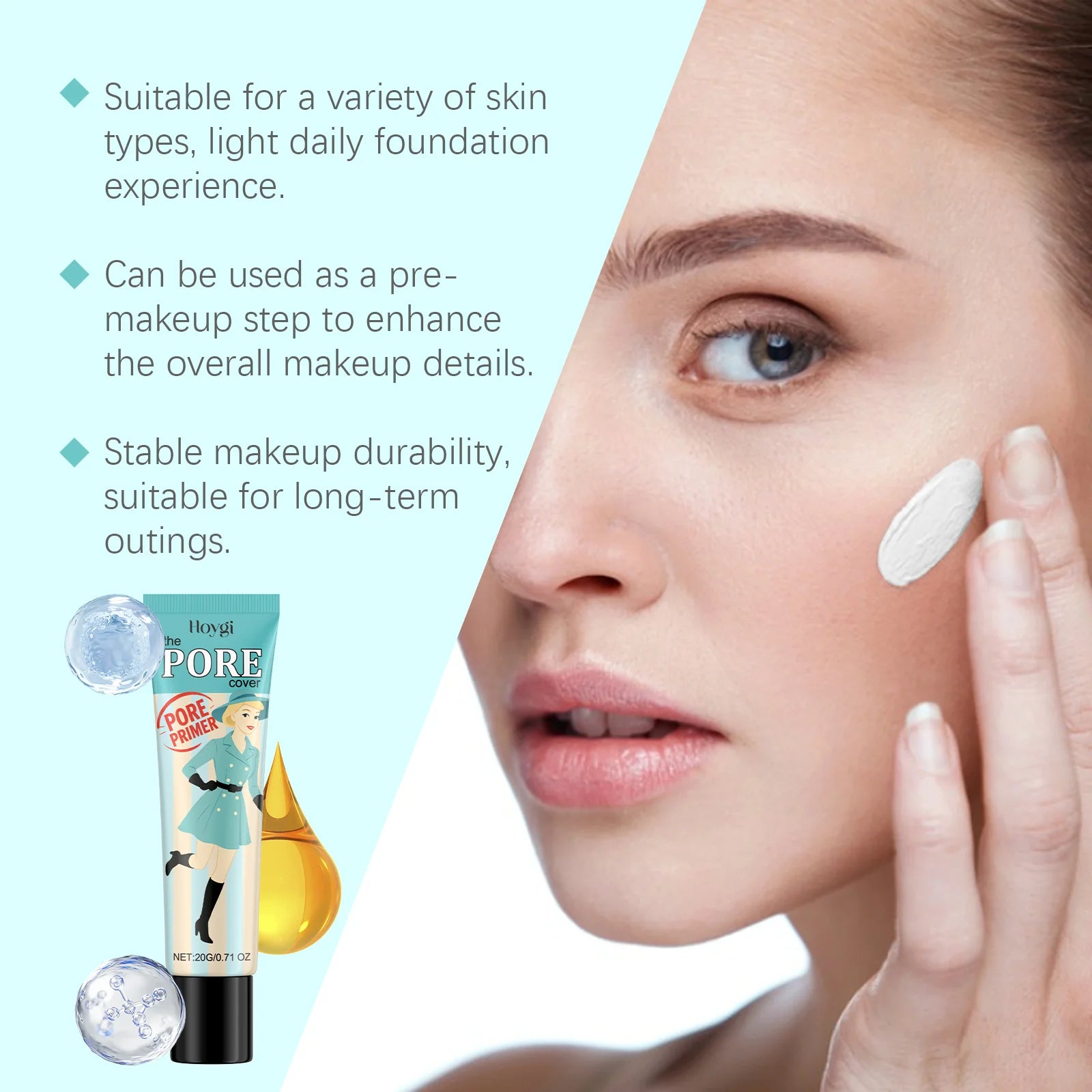 Pre-Makeup Pore Primer Even Skin Tone Oil Control Smoothing Skin Texture Invisible Pores Moisturizing Waterproof Makeup Cosmetic Peaceful Pleasures Health and Wellness