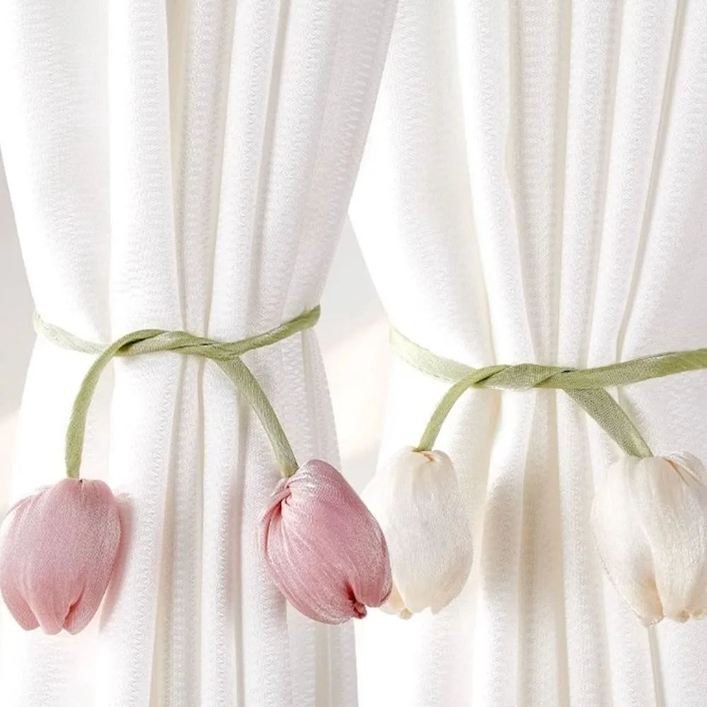 Tulip Curtain Tiebacks | Adjustable Cotton Tie Rope, Set of 2