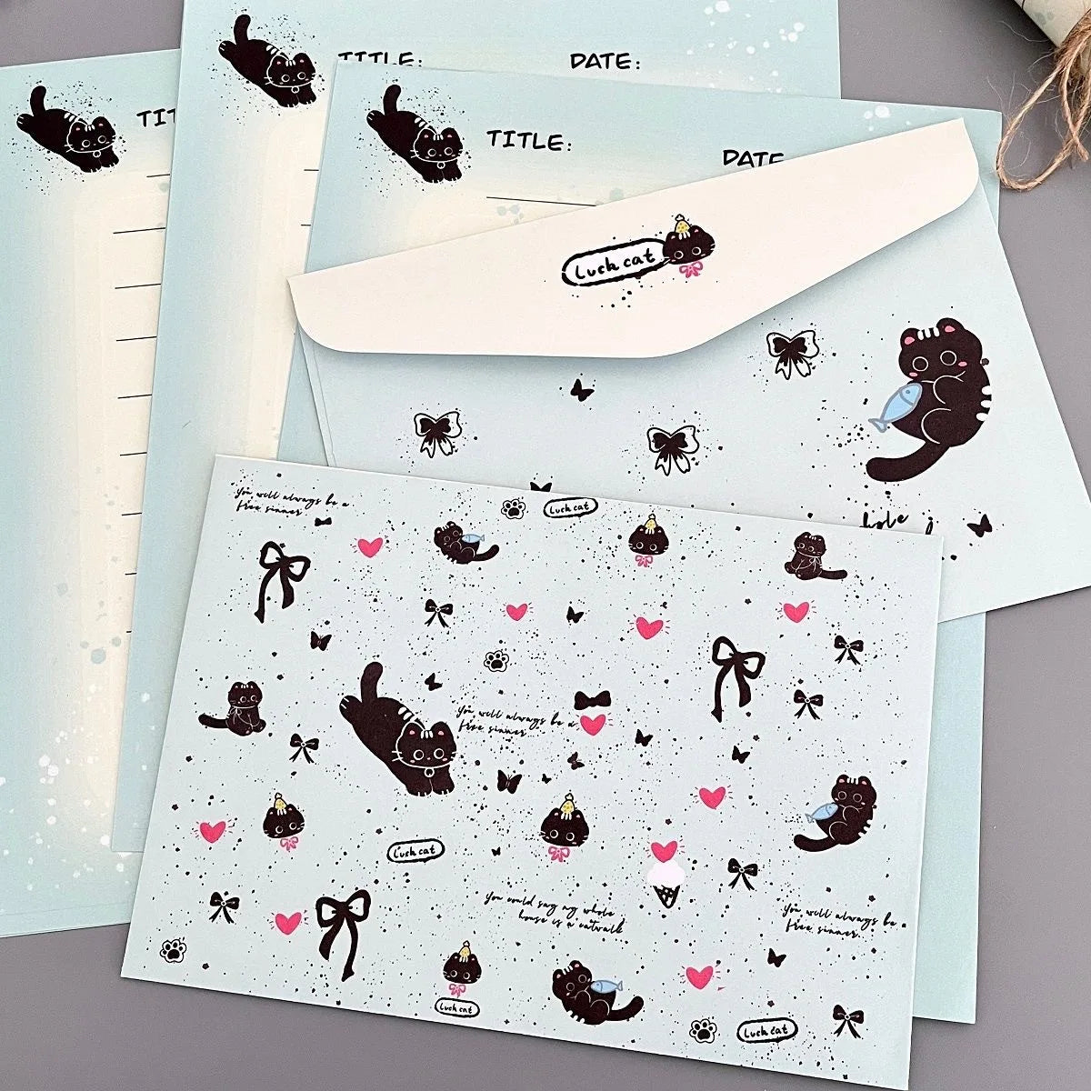 Splashing Ink Love Cat Envelope Letter Paper Beauty Cute Writing