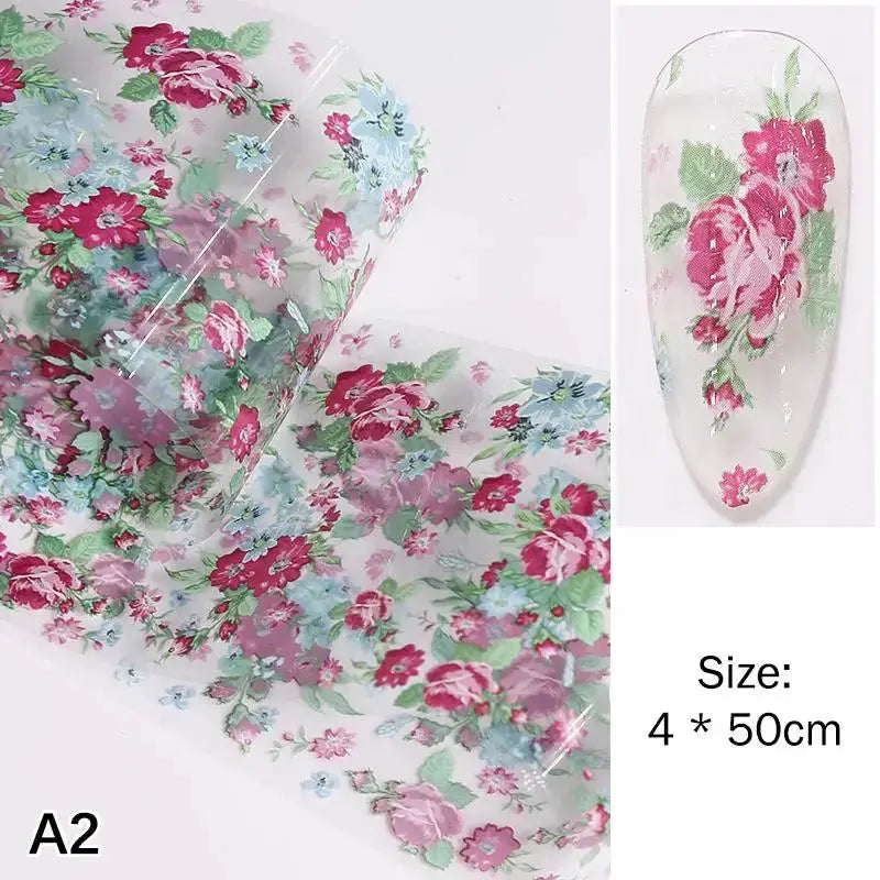 1Pcs Flower Nail Transfer Foils Stickers for Nail Art Peaceful Pleasures Health and Wellness A2