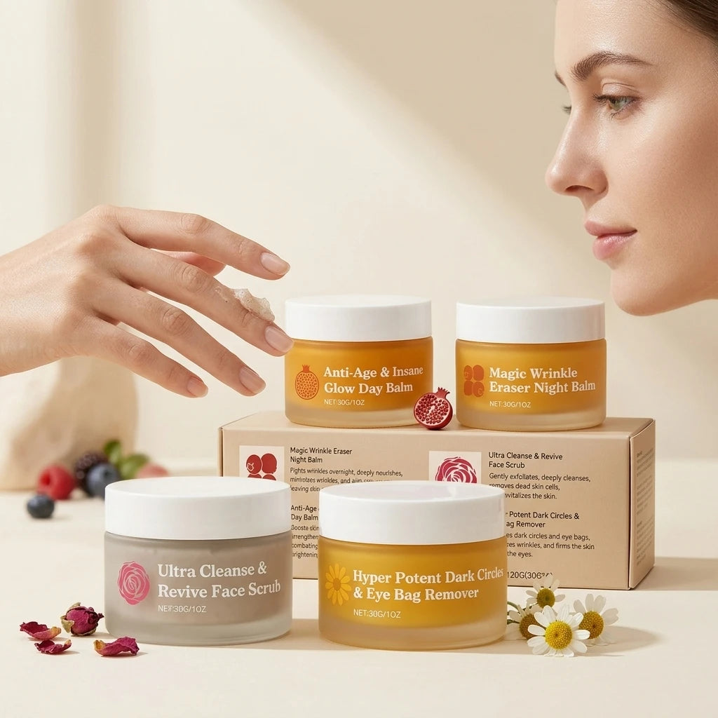 4-in-1 Day & Night Skincare Set | Hydrating & Brightening Combo