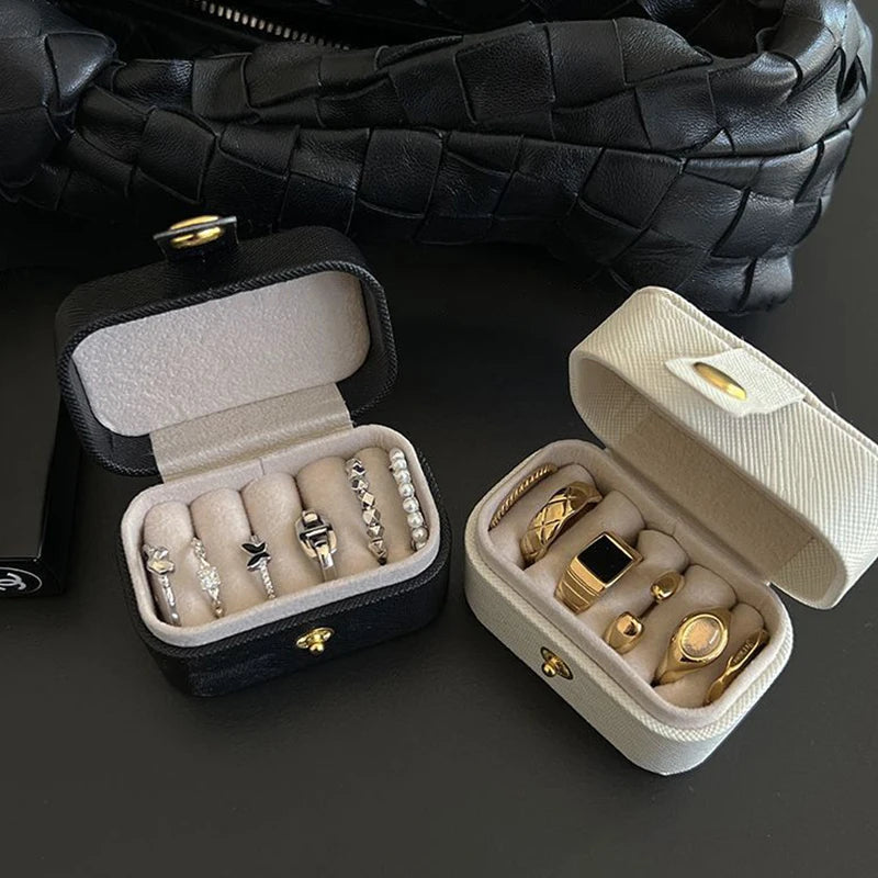 Mini Portable Small Jewelry Storage Bag Travel Simple Leather Ring