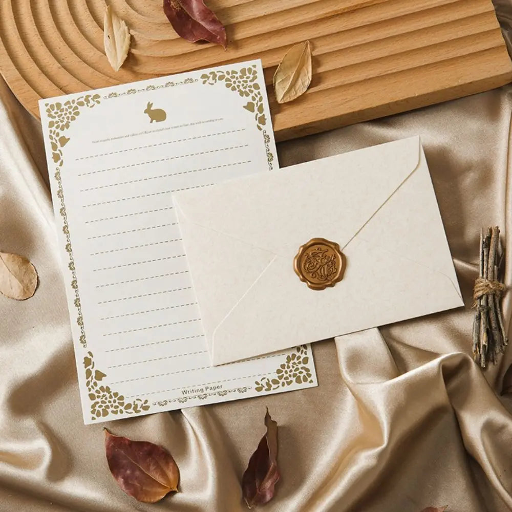 10pcs Vintage Envelopes Set Sheepskin Envelope Bronzed Seal Blessing Thank Envelope Invitation Card Nostalgia Art Peaceful Pleasures Health and Wellness Style 3