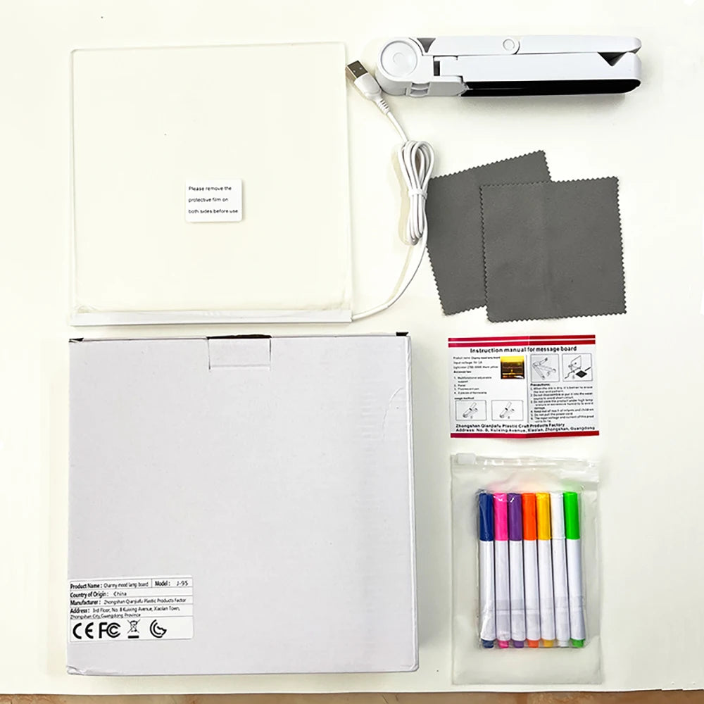 Children LED Writing Board with Stand – Colorful LED Message Board with 7 Fluorescent Pens, Perfect Gift for Kids