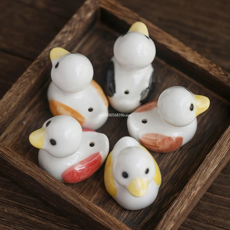 1PCS Cute Incense Burne Mini Lovely Duck Ceramic Decorative Incense Burner Stick Holder Home Decor Gifts-Without Incense Peaceful Pleasures Health and Wellness