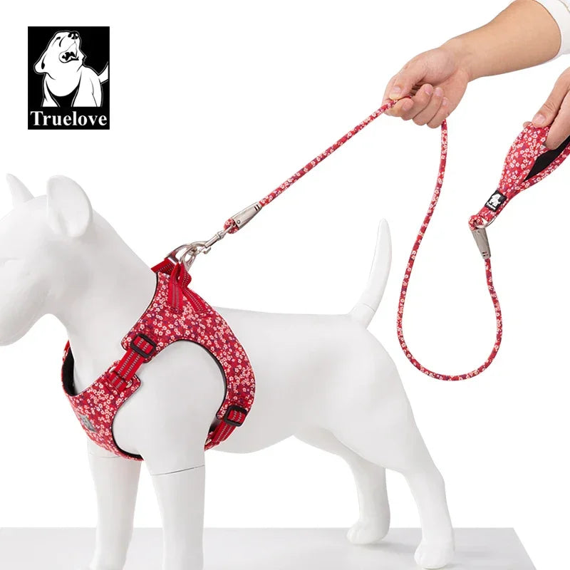 Truelove Pet Leash Floral Rope Leash for Dog and Cat Neoprene Padded Handle 100% Cotton Fabric Zinc-alloy Hook Outdoors TLL2573 Peaceful Pleasures Health and Wellness