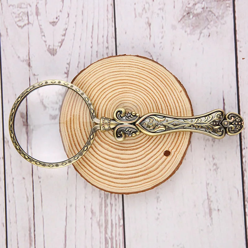 Vintage Metal Handle Reading Magnifying Glass, Portable Handheld Magnifying Glass Peaceful Pleasures Health and Wellness green