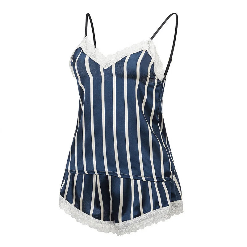Women's Striped Knit Camisole Set | European Style Voile
