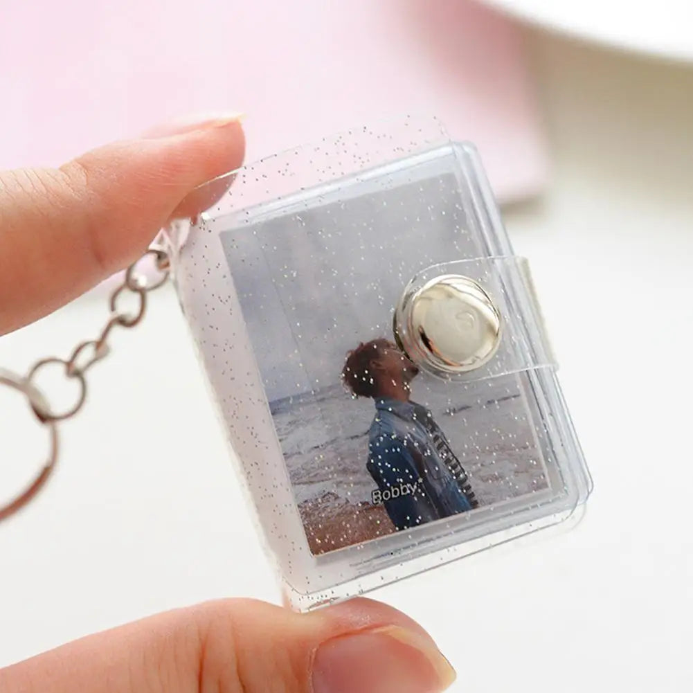 Mini Keychain Photo Album | Sequin PVC 2-Inch Card Holder Keychain Photo Album Peaceful Pleasures Health and Wellness