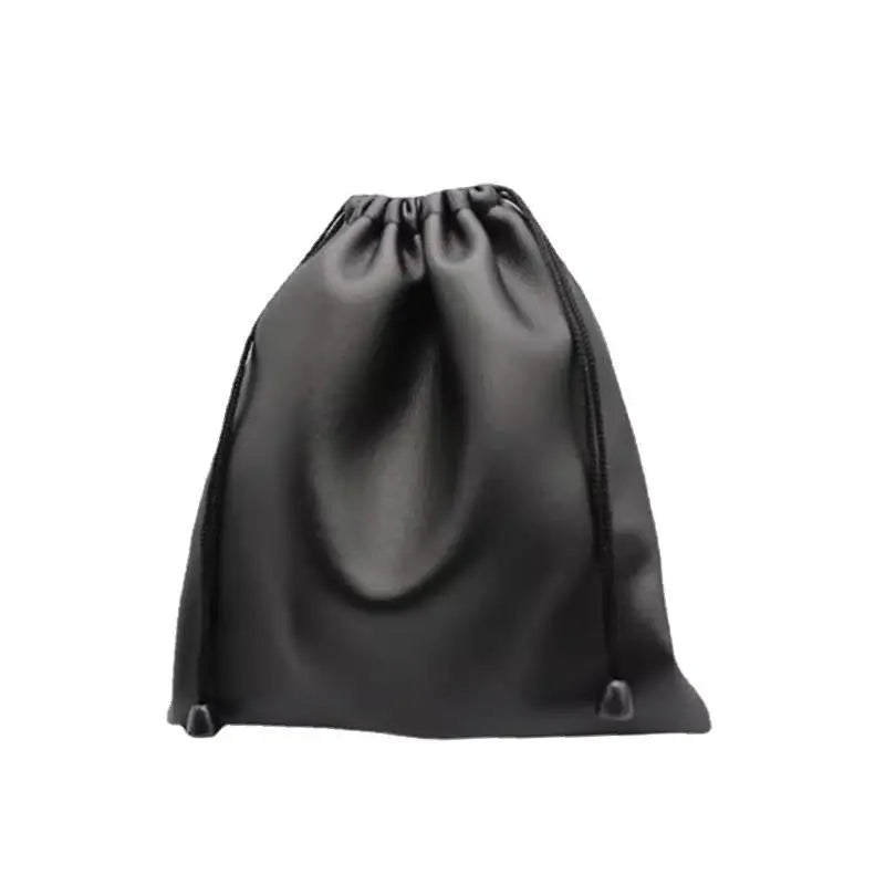 PU Leather Headphone Case Drawstring Pouch Large Capacity Dust Proof Headset Bag for Travel Cable Storage Black Peaceful Pleasures Health and Wellness